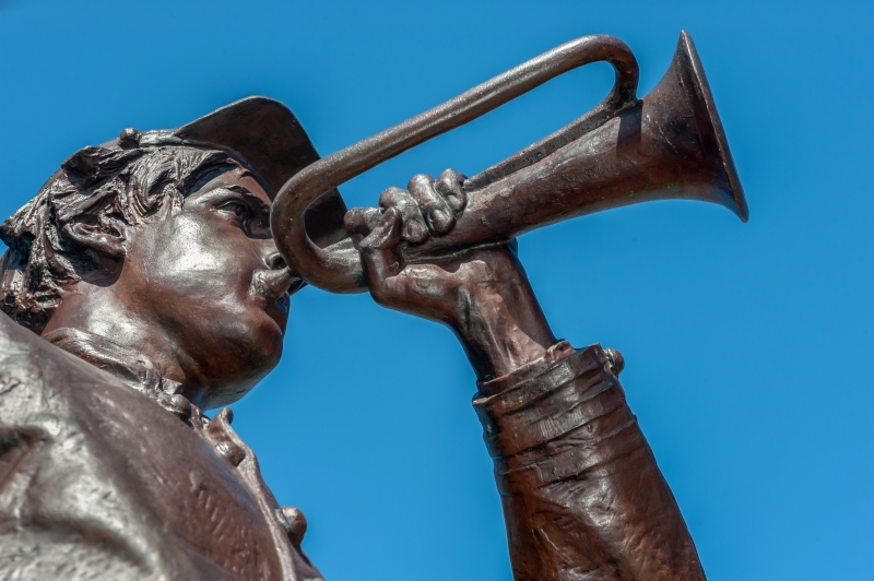 Confederate Soldier Statue Blowing a Bugle