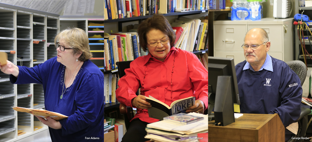 Frances Adams, Marion Just, George Reebe, some of Wellesley's longest serving employees