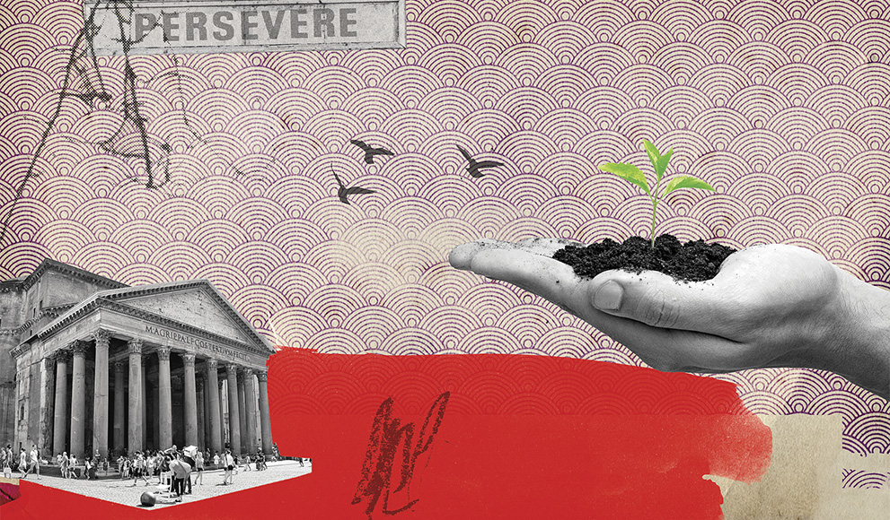 “Persevere,” an illustration by Michelle Thompson, appears in the summer issue of Wellesley magazine.