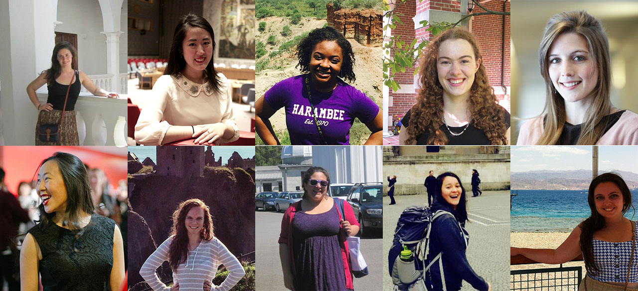 Photos of Ten Wellesley women who have won Fulbright awards this year. 