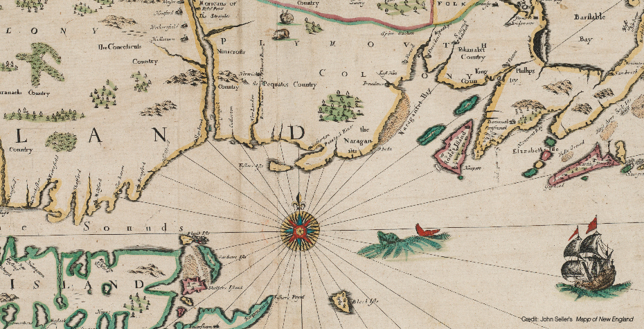 A portion of a colonial era New England map
