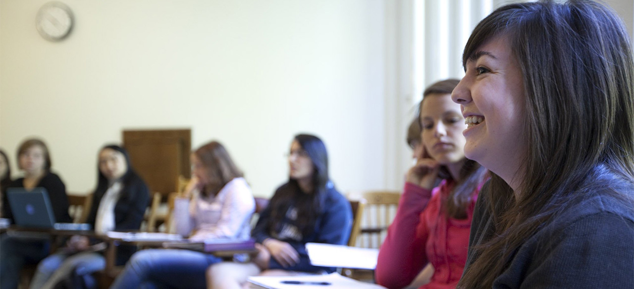 Wellesley students taking a class. 