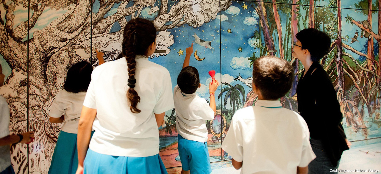 Children view art at the Singapore National Gallery, one of the museums Professor Peggy Levitt discussed in a recent interview with the BBC.