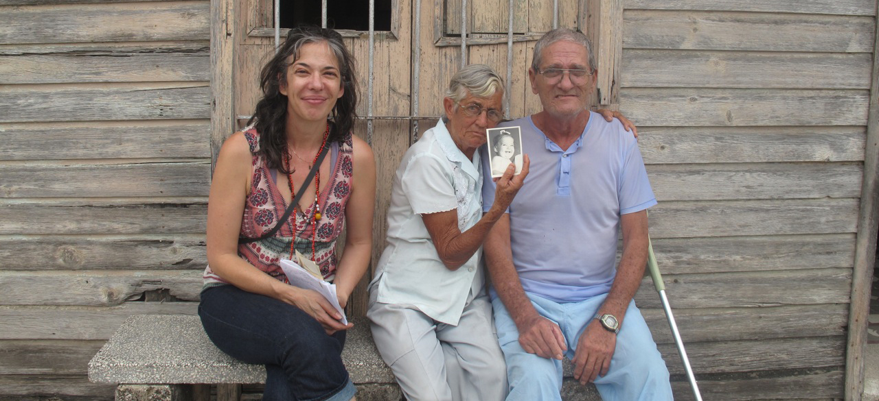 Lecturer Melinda Lopez left, talked to media about her Cuban roots