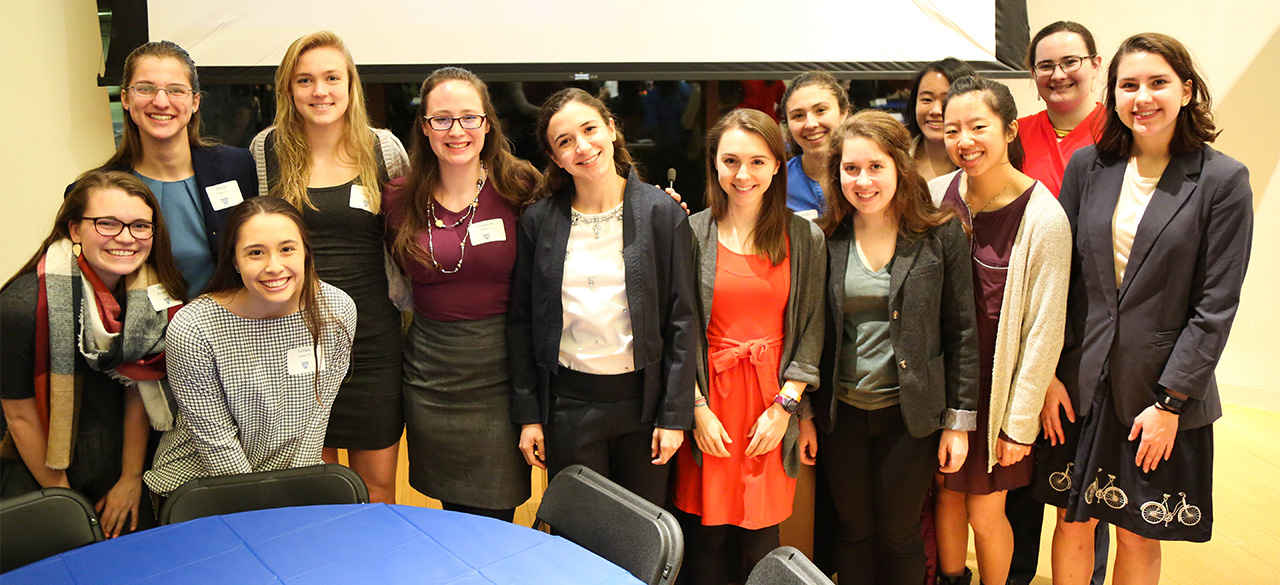 Athlete Students and Alumnae at a recent networking dinner