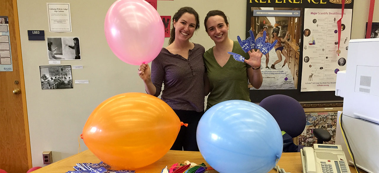 Hannah Ruebeck '16 and Anne Dickinson Meltz '16, founders of Wellesley SMiLES