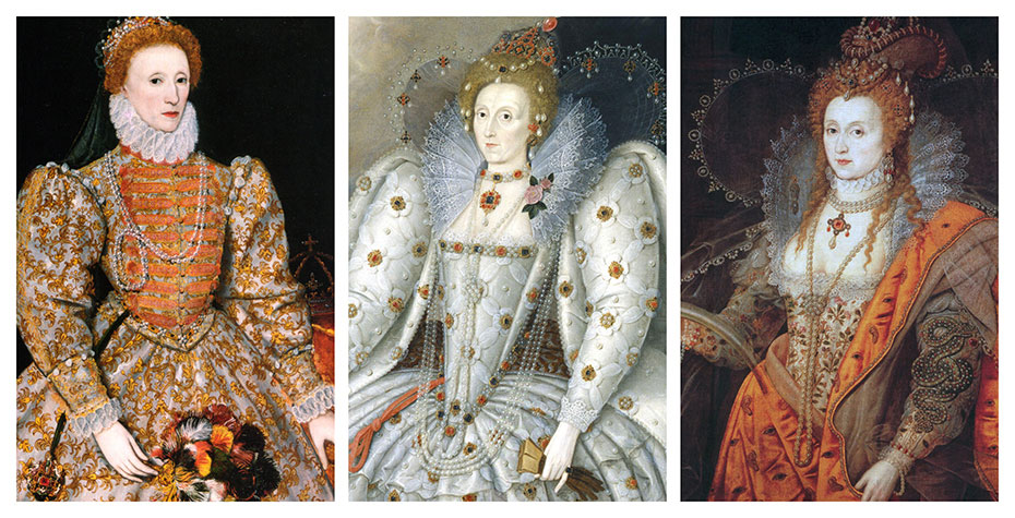 three different portraits of Queen Elizabeth I