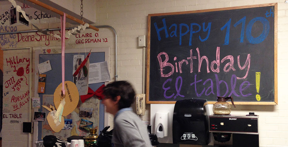 Blackboard sign: Happy 110th Birthday El Table!