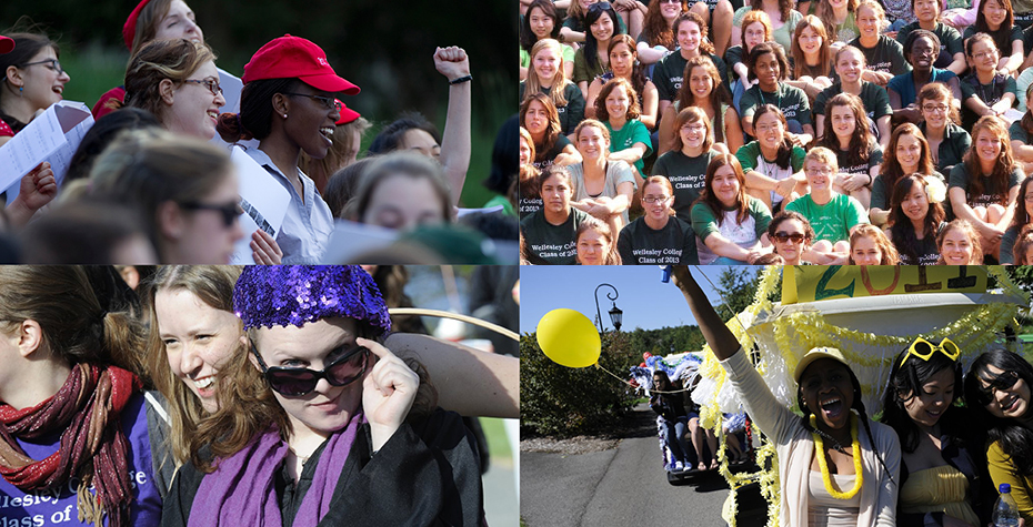 red, green, purple, and yellow: Wellesley's class colors