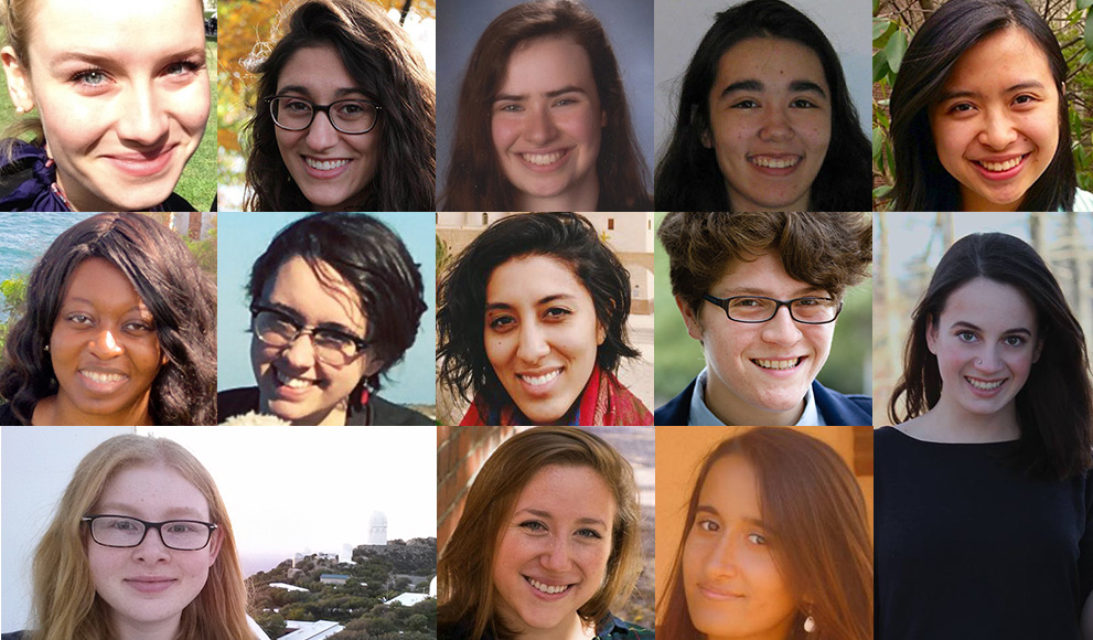 Faces of thirteen award-winning recent graduates