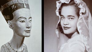 lorraine o'grady photo diptych of egyptian bust and african american bride