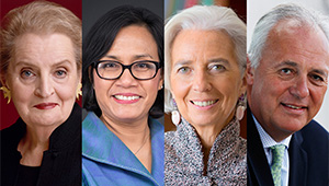 Madeleine Albright, Sri Mulyani Indrawati, Christine Lagarde, and Mark Malloch-Brown