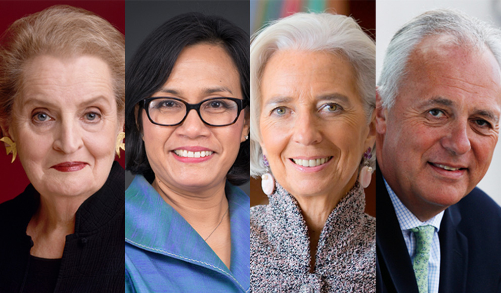 Madeleine Albright, Sri Mulyani Indrawati, Christine Lagarde, and Mark Malloch-Brown