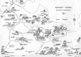1959 campus map of Wellesley College