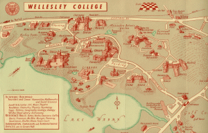 1962 campus map of Wellesley College