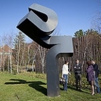 Meadmore sculpture in front of Davis Parking Facility