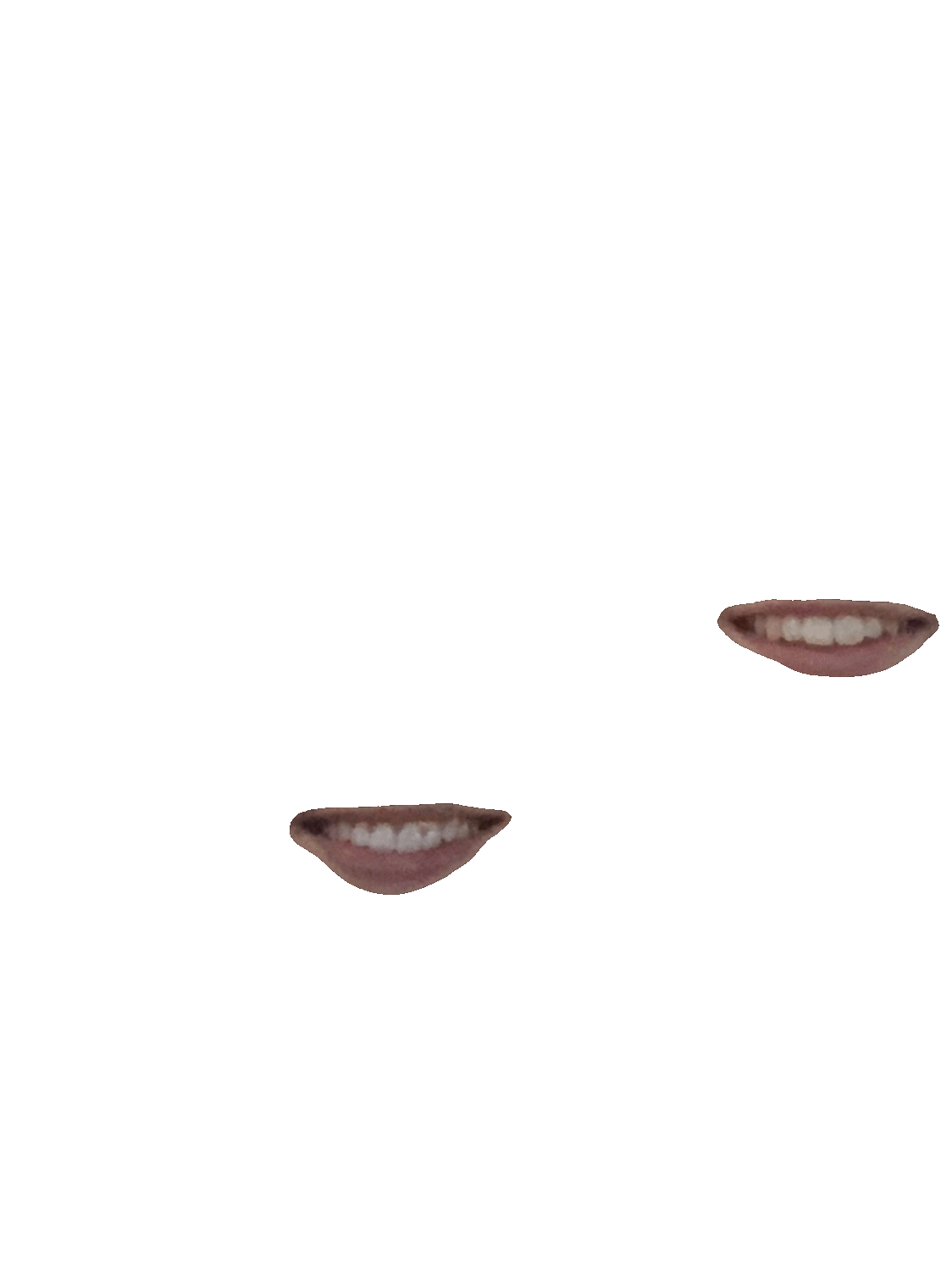 animated cut-out photographic mouths and other forms on white background
