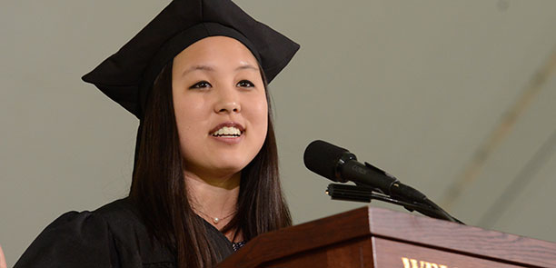 Katie Joh at podium