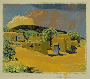 Gustave Baumann, Summer Rain, from progressive set to Summer Rain, ca. 1926. Color woodcut, 9 9/16 x 11 3/16 in. The Nancy Gray Sherrill, Class of 1954, Collection, 2003.24.2