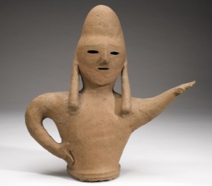 Unknown, Haniwa Tomb Figure of a Soldier, Late Kofun period 200-710. Earthenware (red pottery), overall: 17x15 in. Gift of Carol Herzman Fishman (Class of 1963) from the Collection of Stanley Herzman, 2006.79