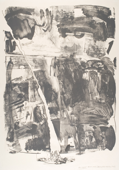 Robert Rauschenberg, Accident, 1963. Lithograph, 41 1/4 in x 29 1/4 in. The Nancy Gray Sherrill, Class of 1954, Collection, 2007.19