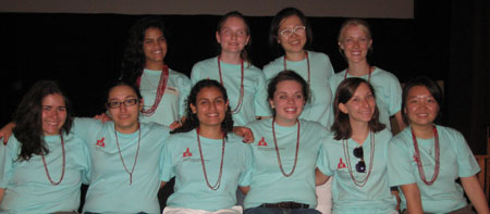 group of student orientation coordinators and resident assistants posing