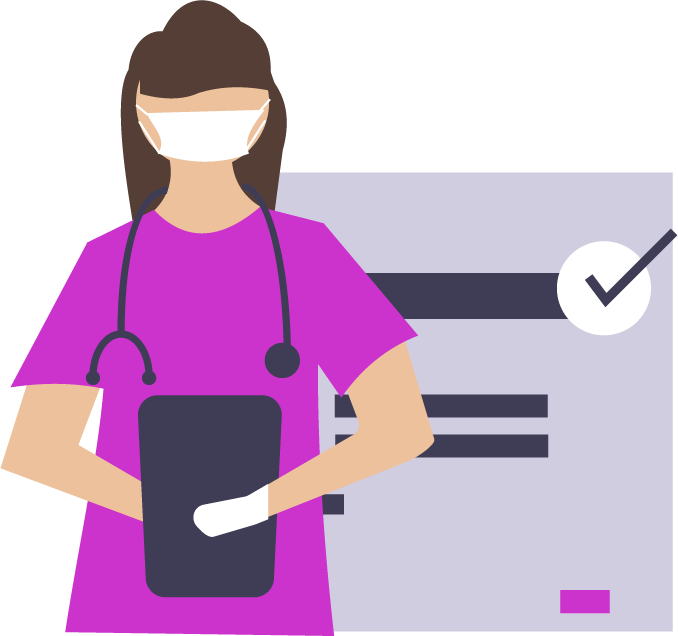 graphic of a nurse with a clipboard