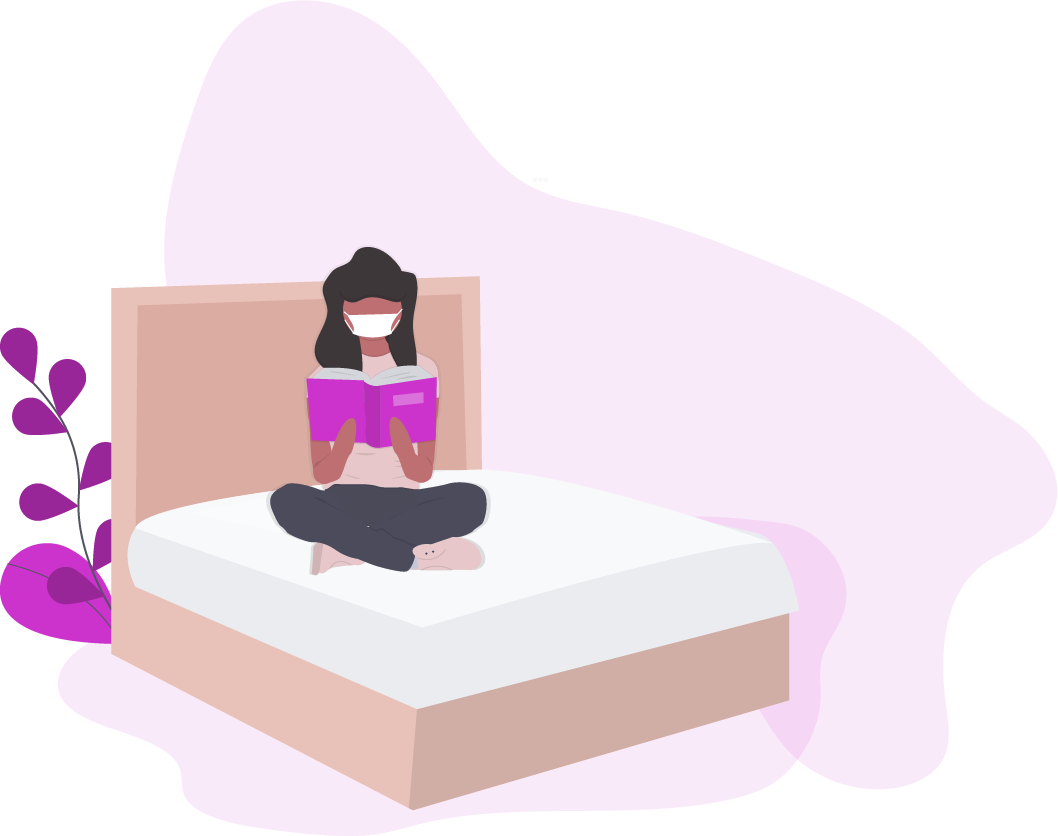 woman sitting on a bed