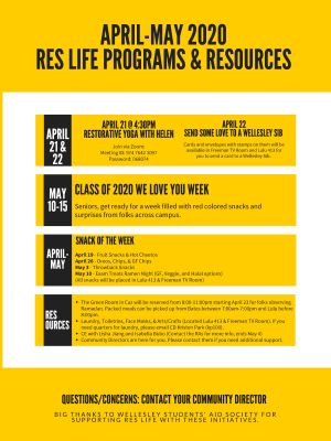 Res Life Programs Announcement Spring 2020