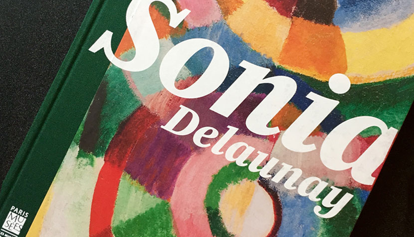 detail of exhibition catalog featuring Sonia Delaunay 