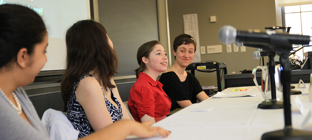 Four students present on a panel during the Ruhlman Conference 