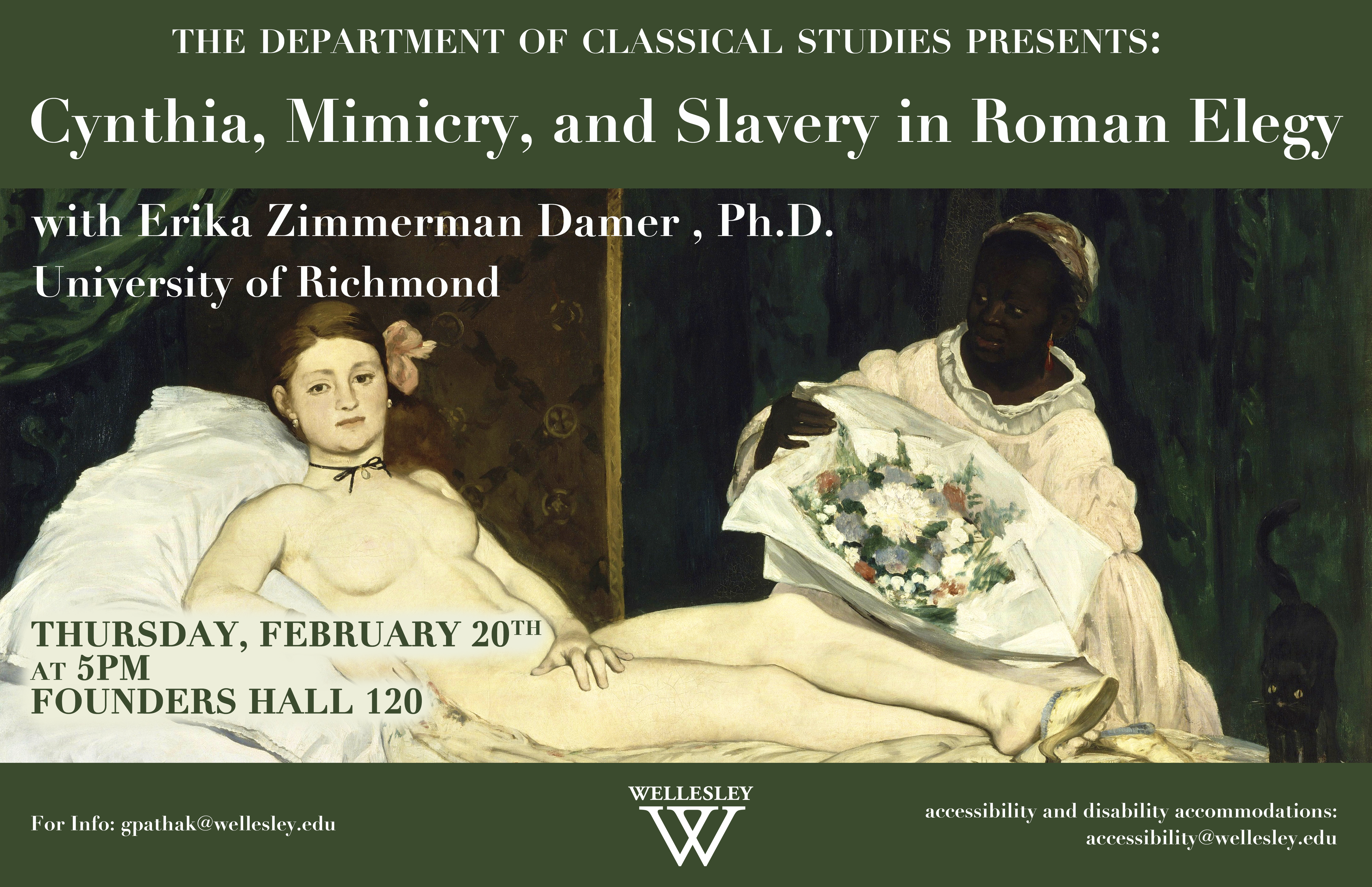 Cynthia, Mimicry, and Slavery in Roman Elegy w. Erika Zimmerman Damer - 02/20/20