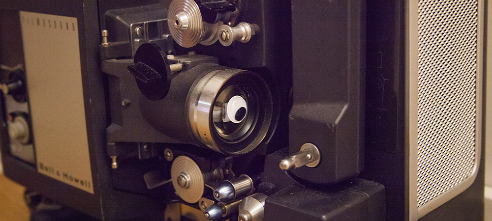 detail photo of Filmosound device with a googly eye stuck to one of its lenses