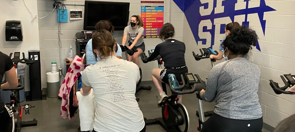 Students in a spin class
