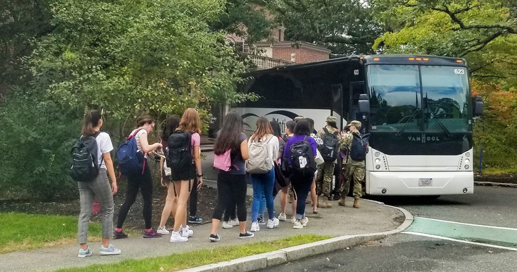 Students board the Local Motion bus