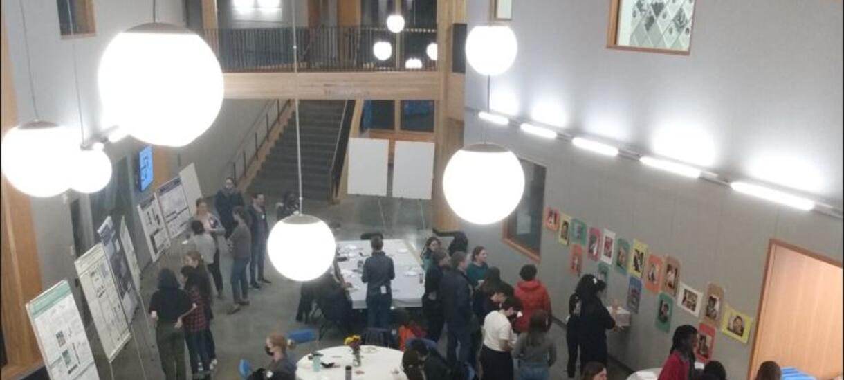 students at the faculty research night in the Innovation Hub