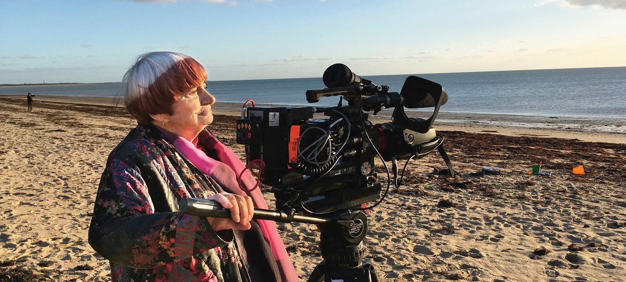 Agnes Varda and a camera on the beach