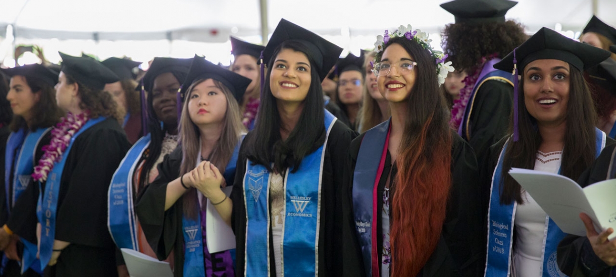 Class of 2018 stands during commencement ceremony