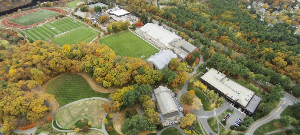 Aerial shot of the athletic field house