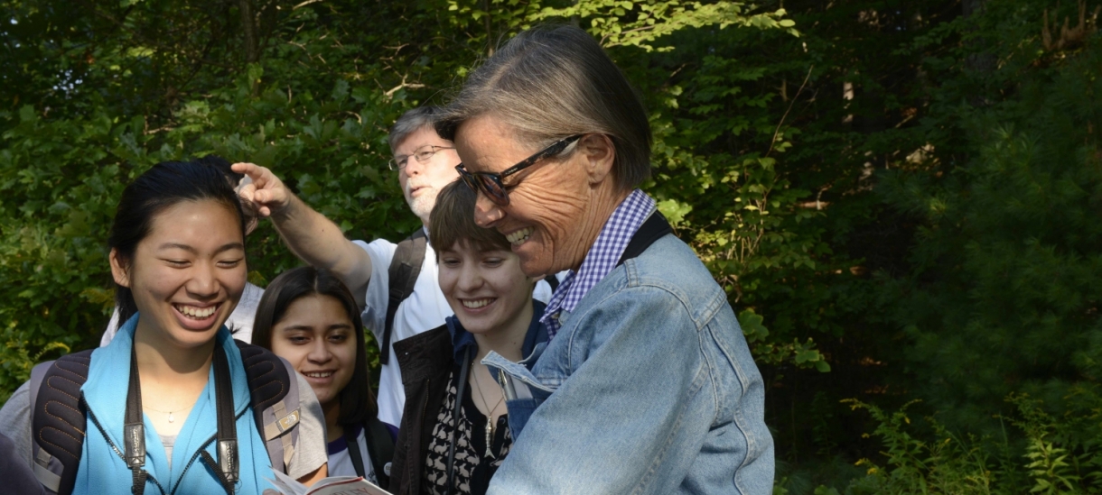 Wendy with students birding