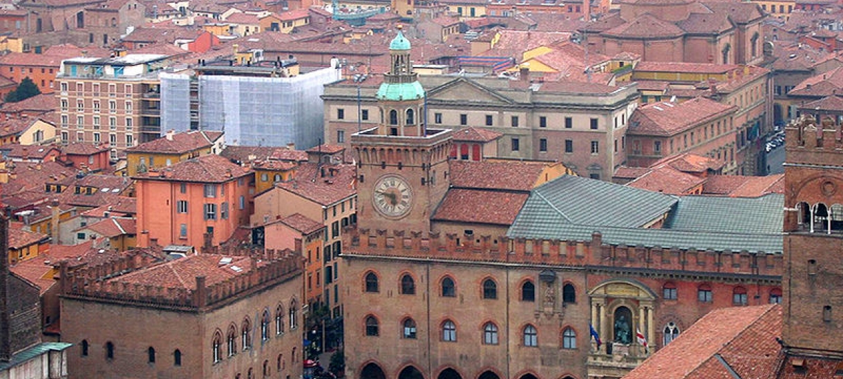 Town square in Bologna, Italy