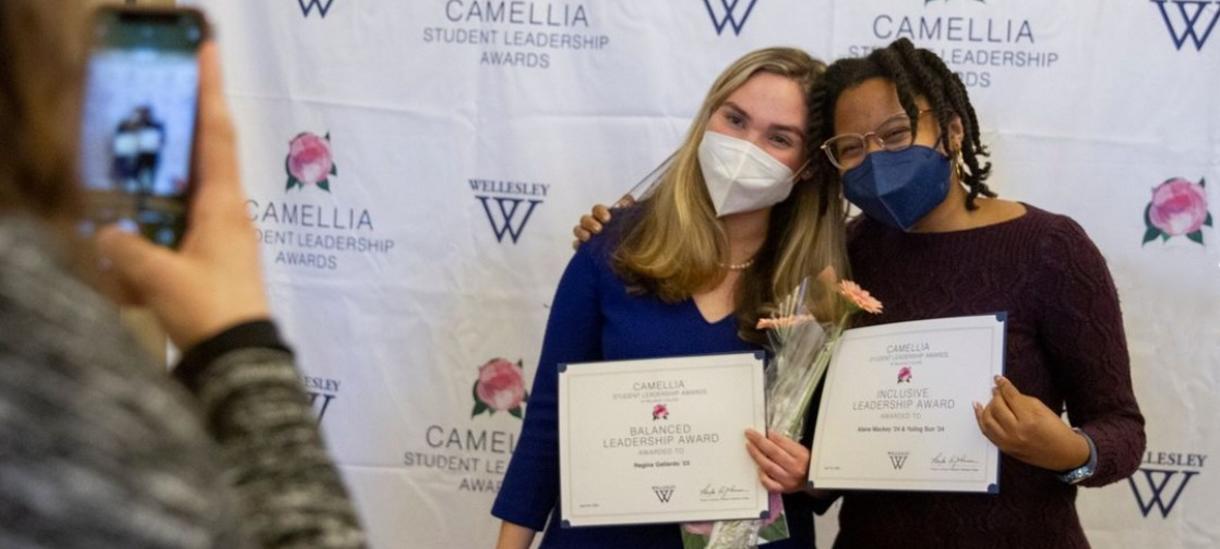 Recipients of the 2022 Wellesley Camellia Award for Inclusive Excellence pose for a photo