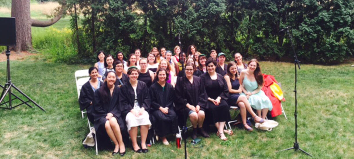 graduating choir students outside