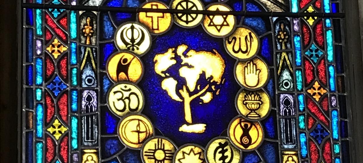 Multifaith stained glass in Chapel