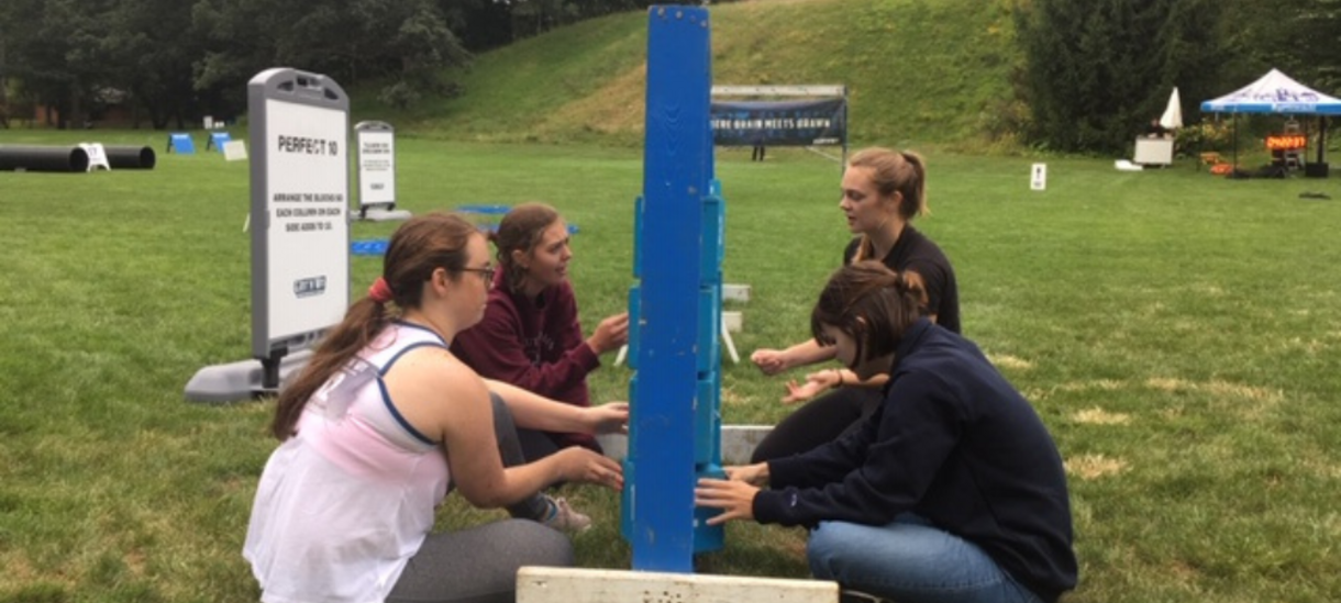 students working on a puzzle