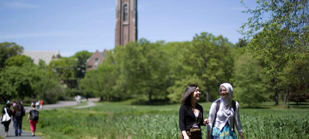 students walking on campus
