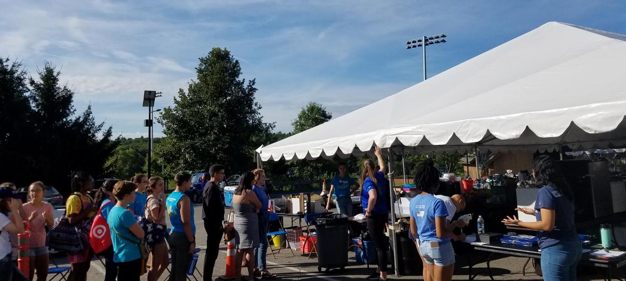 photo of tent and event at college