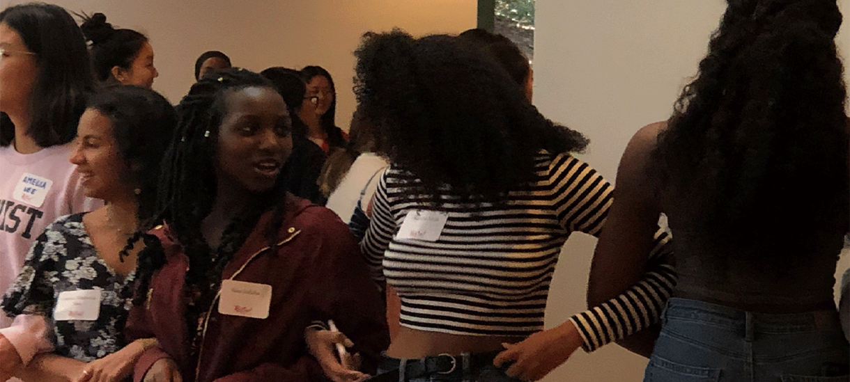 Students linking arms