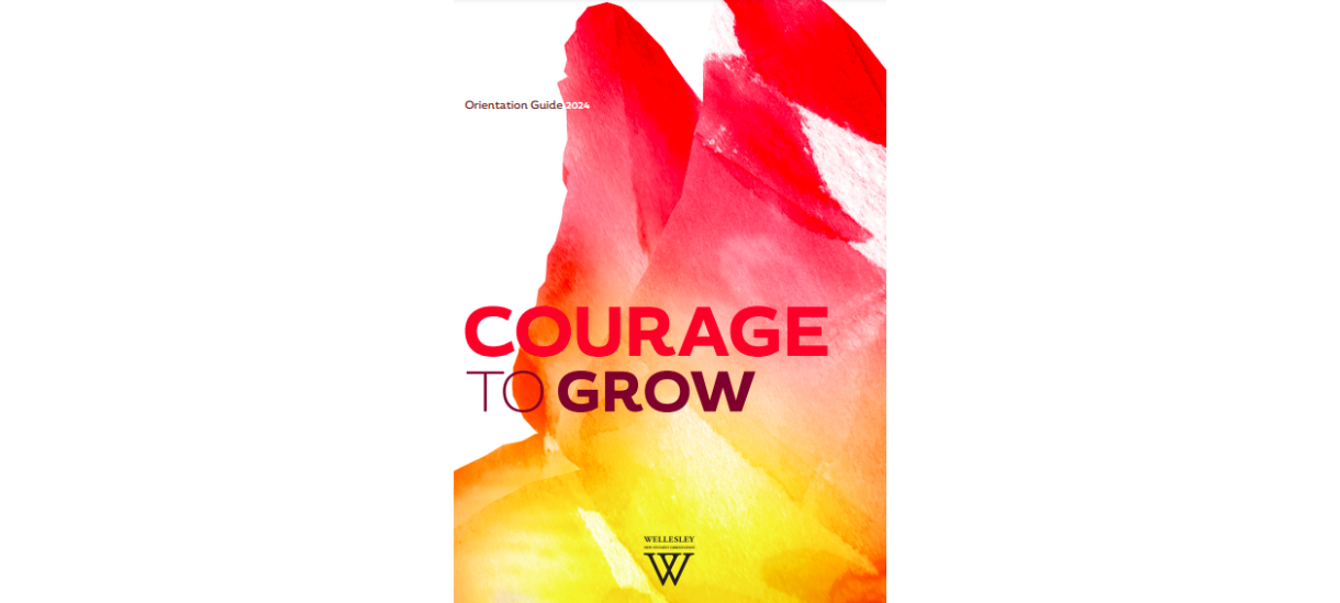 The image shows the cover page of the Orientation guide. The cover says "Courage to Grow".