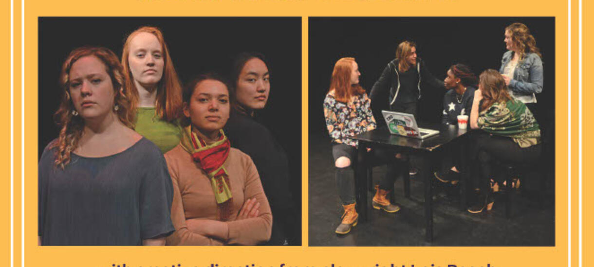 two photos of four cast members in minimal setting